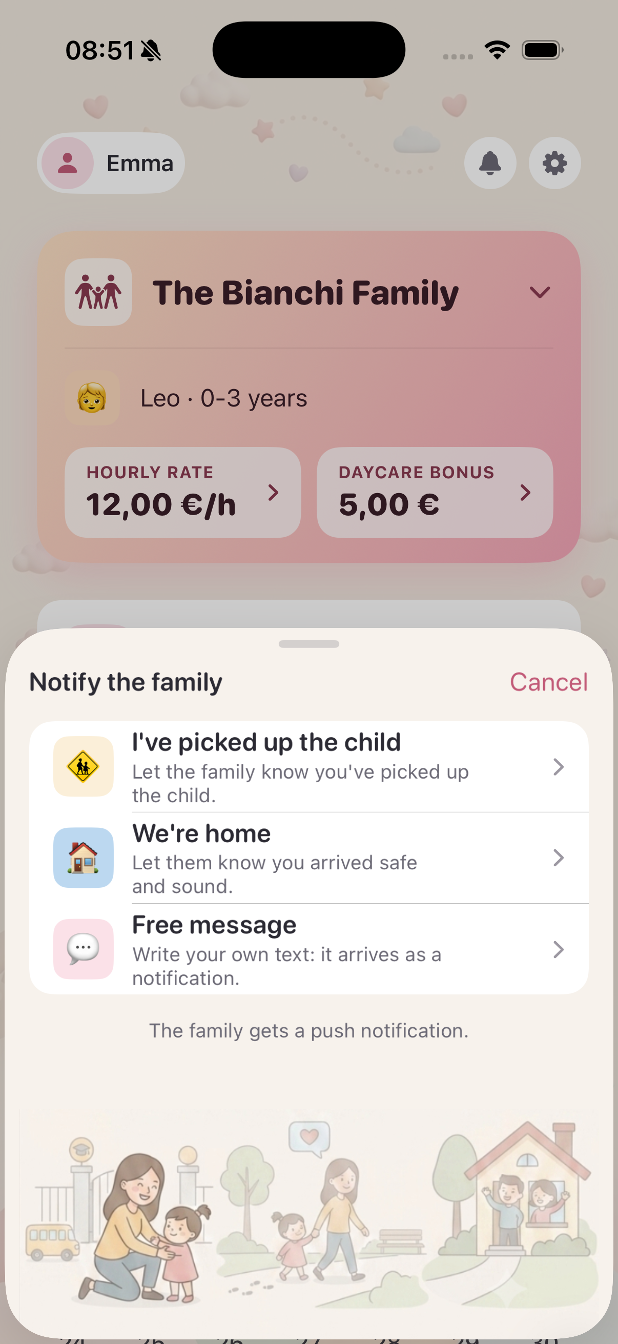 HappySitting — avvisa la famiglia con un tap
